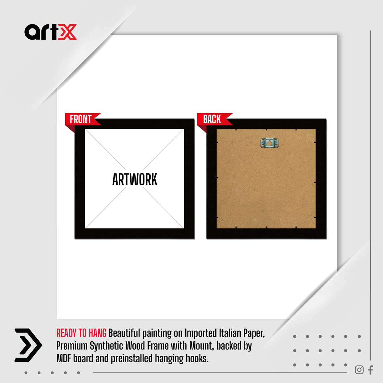 ArtX Paper Motivational Quotes Wall Art Painting, Framed Paintings, 20 X 20 inches (Combined), 10.0 X 10.0 each, Abstract, Multi